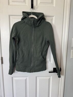Olive Green Lulelemon Zip-Up Hooded Fleece